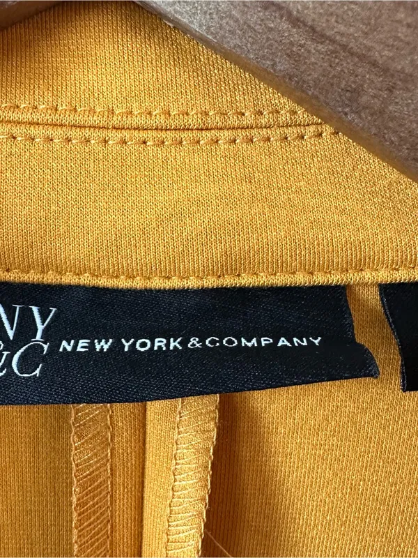 NY & Company Blazer Mustard Yellow Double Breasted Military Career Women’s M - Image 3
