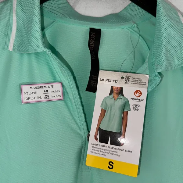 Mondetta Polo Sz S Women Green Active 1/4-Zip Short Sleeve Mesh - Image 4