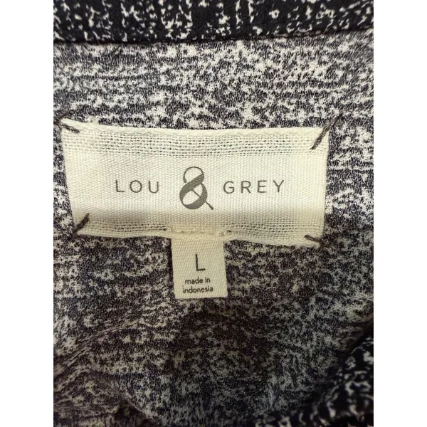 Lou & Grey Ann Taylor Loft Mottled Black White Mod Shift Henley Dress Large - Image 6