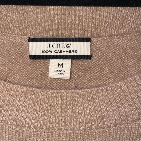 J Crew Size M Tan Cashmere Sweater Crew Minimalist Contemporary Capsule - Image 4