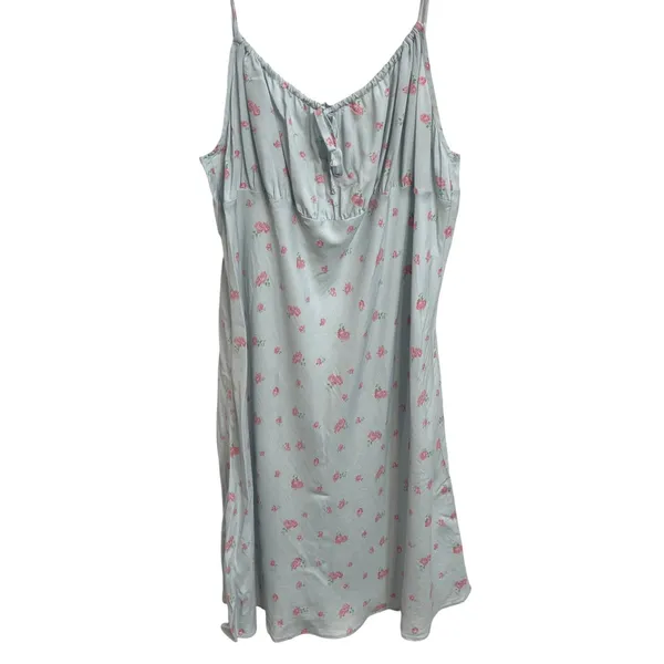 Reformation Floral Mini Dress Baby Blue Pink Rose Cami Ditsy Dainty Coquette CL - Image 2