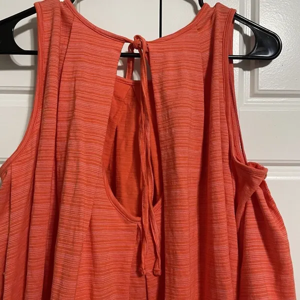 Free People Swing Tank Top Pleated High Low Sleeveless‎ Coral Size S - Image 9