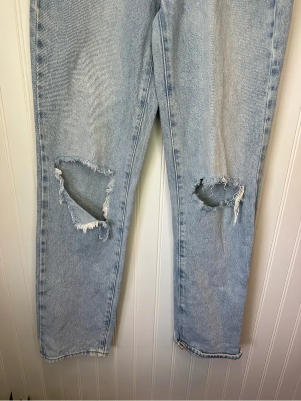 Pacsun Womens Dad Jean Light Blue Wash Distressed Rips Cotton Button Fly Size 23 - Image 8