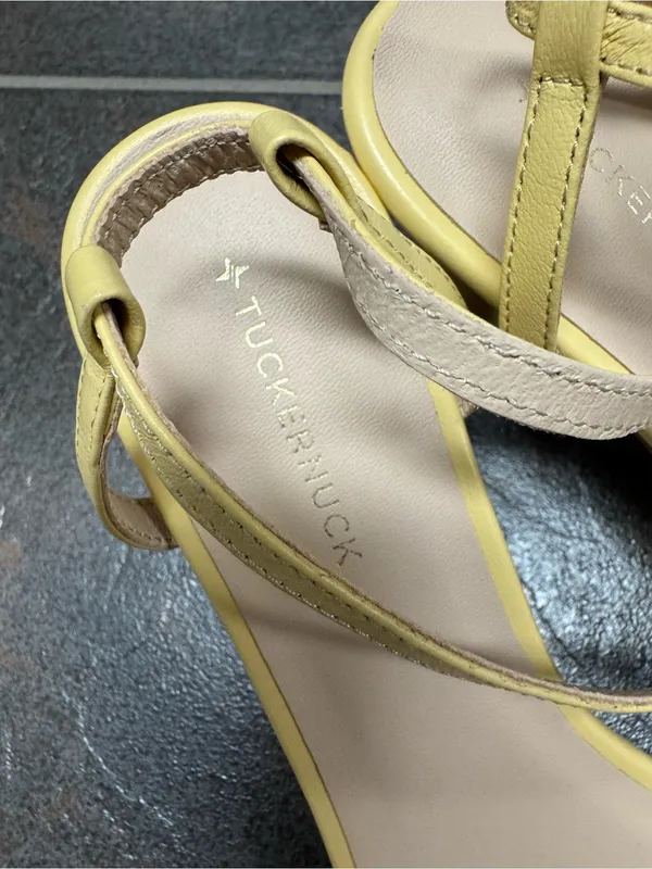 Tuckernuck Ava Heels Open Toe Ankle Strap Sandals Light Butter Yellow 6.5 $275 - Image 11