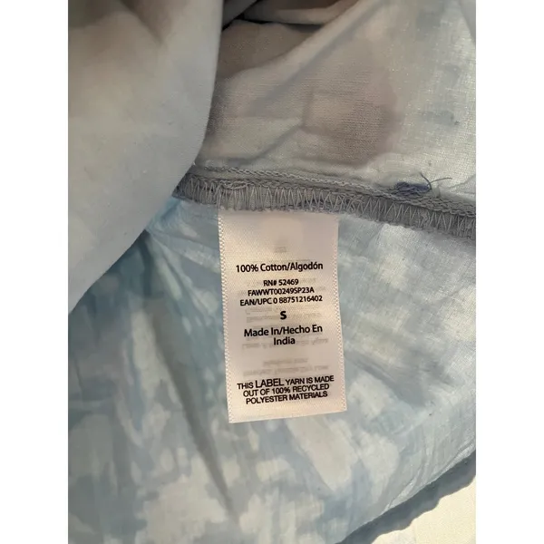 Free assembly 100% cotton blue & white floral babydoll top women's size small‎ - Image 4