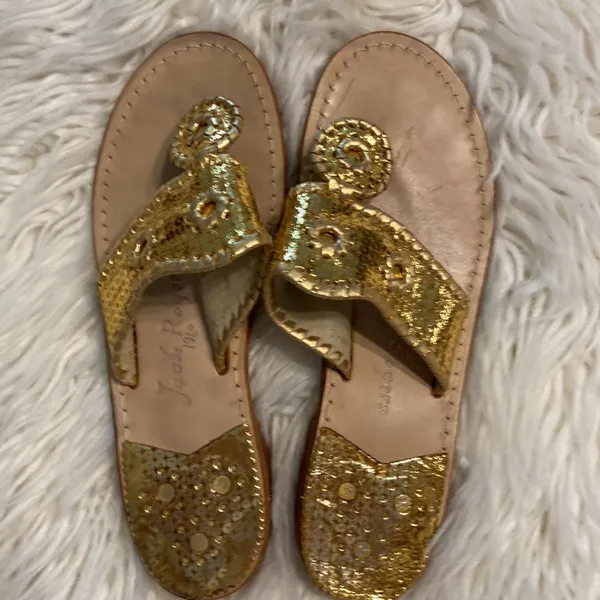 Jack Rogers Sandals size 7 M excellent condition color is gold - Image 12