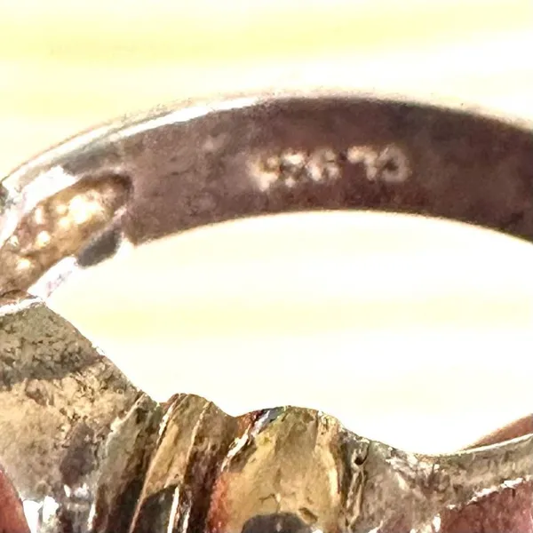 Unique Sterling Silver & 14K Gold Ring with Blue Faceted Stone - Image 7