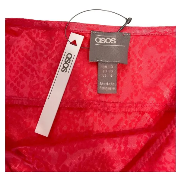 New ASOS Design Women's 6 Small Pink Asymmetrical Hem Midi A Line Skirt Snake‎ - Image 6