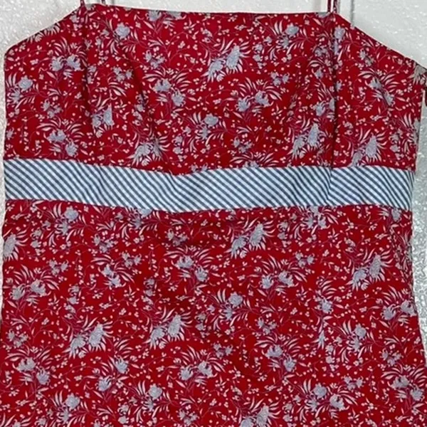 2/S red floral spaghetti-strap dress sundress mini vintage 90's Ann Taylor - Image 5