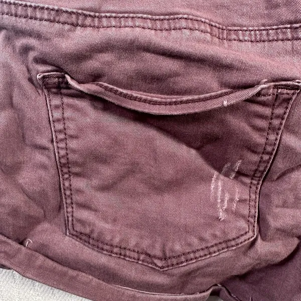 express cuffed chino shorts purple low rise shortie size 2 distressed - Image 12