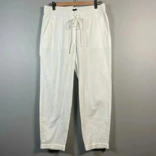 J Crew‎ New Seaside Pant Women White Linen Blend Pull On Pockets Travel Size 8 - Image 2