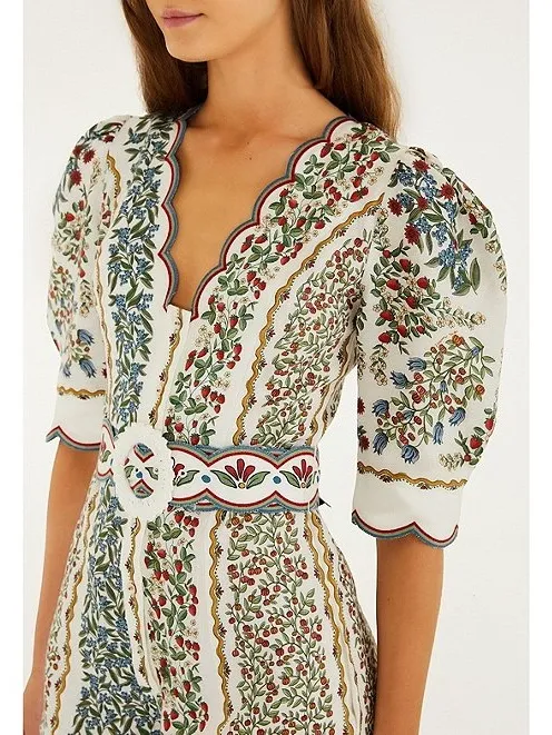 Farm Rio Fruit Beauty Off-White Linen Belted Romper Size M NWT $248 - Image 3