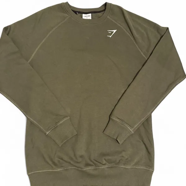 GymShark Sweater ✦ Open To All Offers ✦ Bundle Measurements: Used Excellent Condition. No Flaws Unisex GymShark Athletic Olive Green Comfy Active Cotton Sweater Size Medium Relaxed Standard Durable Fit. Excellent For Fall & Layering. White Shark Logo Left Side. ——— TAGS ——— #Sweater #Hoodie #Gym #Fall #Cotton - Image 2
