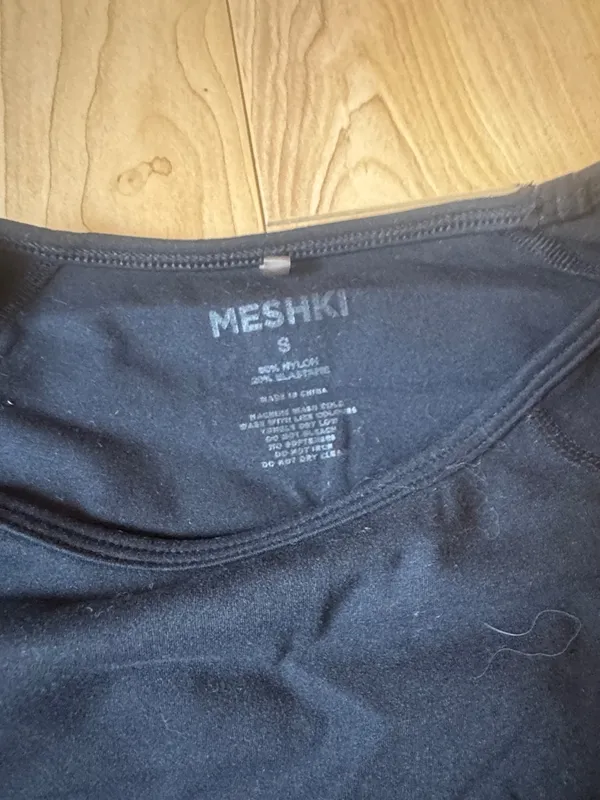 Meshki Black Short Sleeve Crew Neck Women's Tee - Image 2