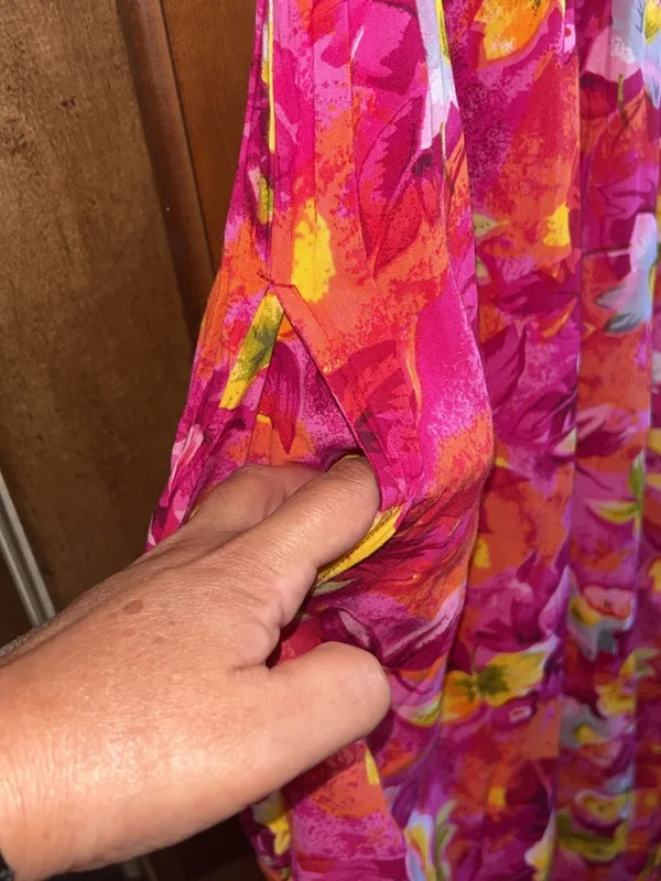 🌸Vintage Sita Floral Maxi Dress 100% Rayon Tropical Button Down Pockets Size L - Image 5