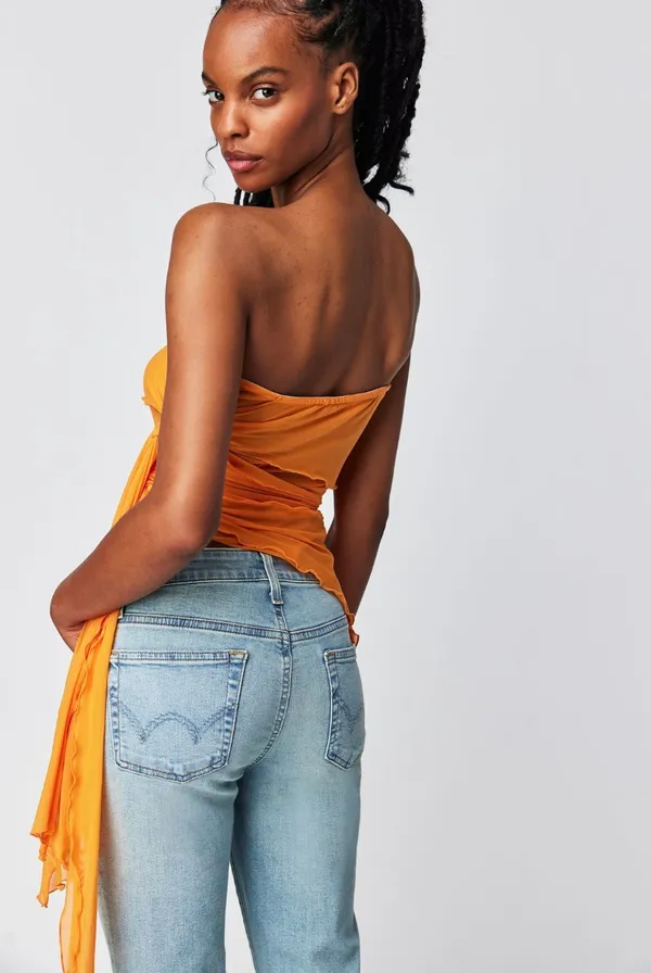 Free People Orange Strapless Top - Image 2