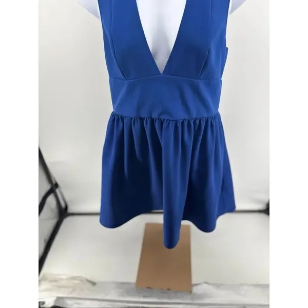 Banana Republic Anisa Mini Dress Blue Deep V Fit & Flare Sleeveless Size 16 - Image 5