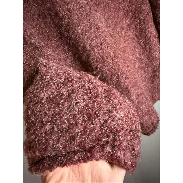 J.Jill Purple Red Roll Neck Fuzzy Wool Sweater Size Medium - Image 3