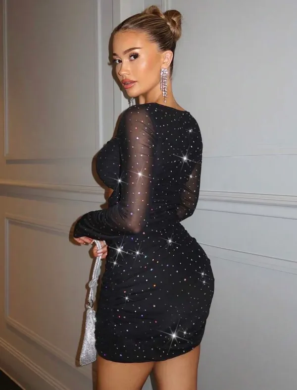 Black Sparkly Mini Dress  - Image 2