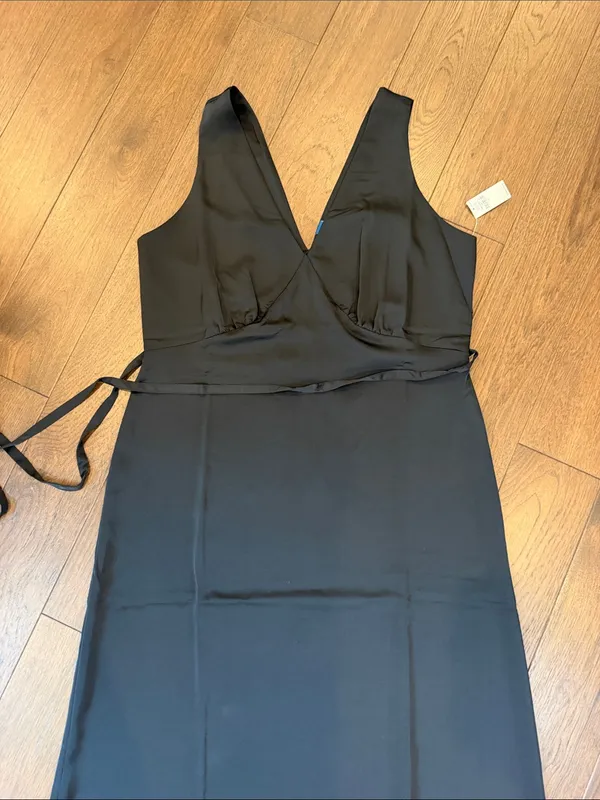 Old Navy Sleeveless Satin Midi Slip Dress in Black Size Large NWT - C73-041 - Image 6