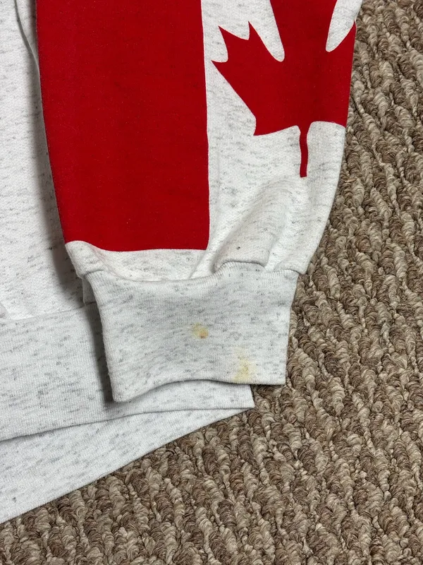 Vintage 90s Style Canada White and Red Canadian Flag Crewneck Quarter Zip Sweater - Image 6