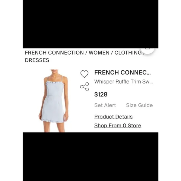 French Connection Light Blue Ruffle Trim Mini Dress XXS Spaghetti Strap A-Line - Image 2