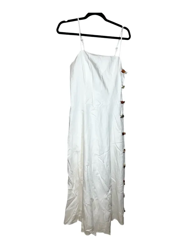 Commense Amber Detail Cami Midi Dress White Linen Blend Side Cutout Size S NWT - Image 5