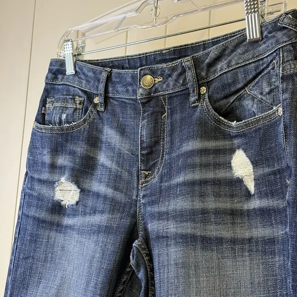 Vigoss Jagger Super‎ Skinny Med Rise Distressed Jeans Women 28 Trendy Dark Wash - Image 4