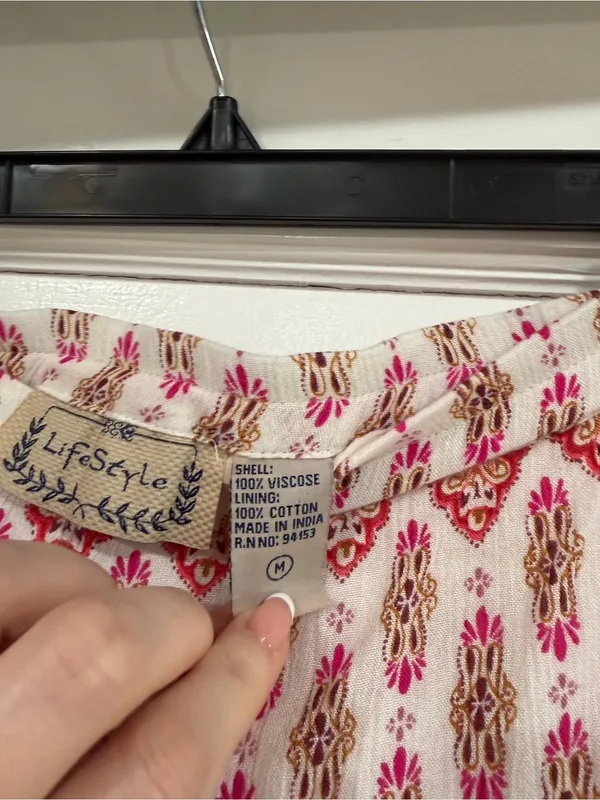Women's Maxi Skirt in Pink and Cream Boho Print - Image 5