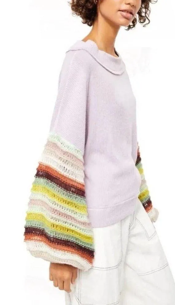 Free People Cha Cha Brushed Knit Stripe Balloon Sleeve Top - Image 2