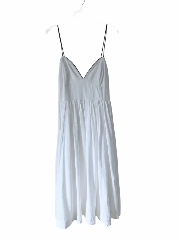 Maeve Anthropologie White Navy Trim contrast Midi Dress size 14 with pockets - Image 4