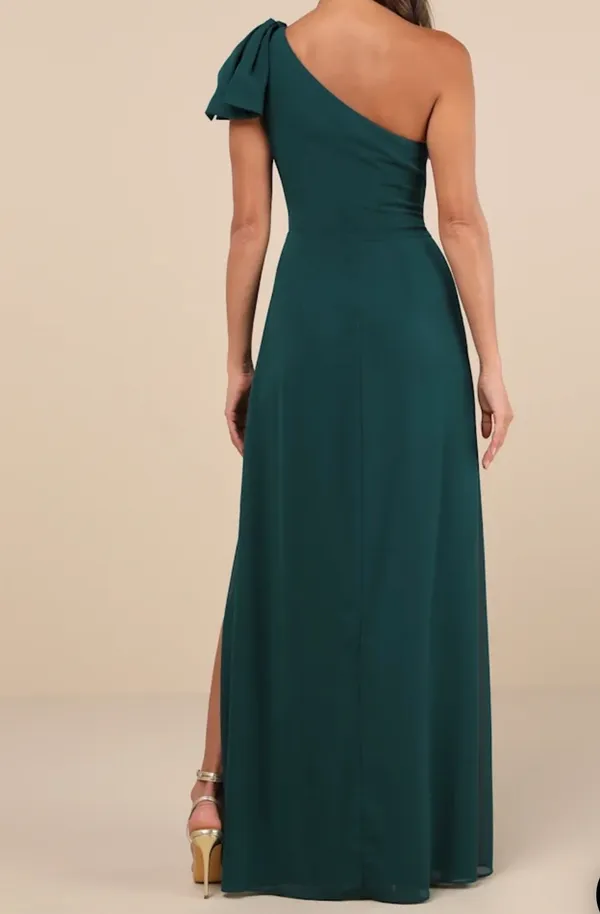 Lulu's One-Shoulder Emerald Green Dress - Image 5