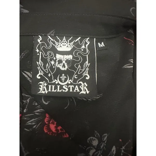 KILLSTAR Pandora Dress M Red Rose Skull Pentagram Gothic High Low Shirt Dress - Image 5
