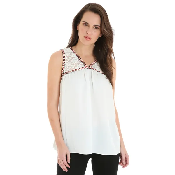 Wrangler White Sleeveless Lace Embroidered Blouse - Image 5