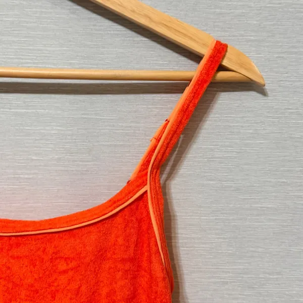 Aerie Womens Terry Cloth Camisole Top Orange Adjustable Straps XS - Image 4