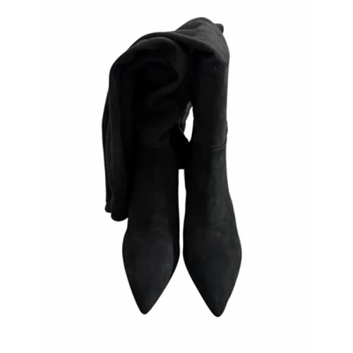 Vince Camuto Suede Over The Knee Boot Size 8.5 Wide Calf Pointed Toe in Black - Image 4
