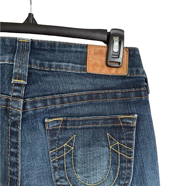 True Religion Y2K Horse Shoe Back Pocket Bootcut Flare Jeans 28 Blue Low Rise - Image 6