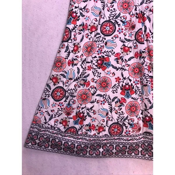 Tahari Garden Party Print Dress Womens 8 White Floral Ruffle Midi Sundress New - Image 6