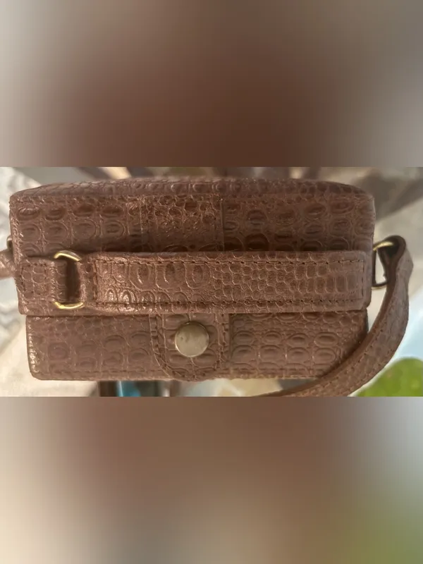 ACCESS Vintage Brown Crocodile Embossed Structured Satchel Shoulder Bag Purse - Image 5