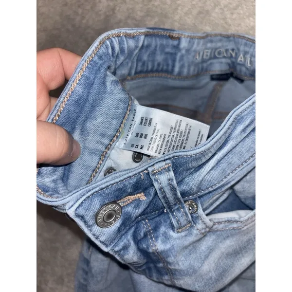 American Eagle‎ Jeans Womens 000 Short Light Wash Super Hi-Rise Flare Distressed - Image 5