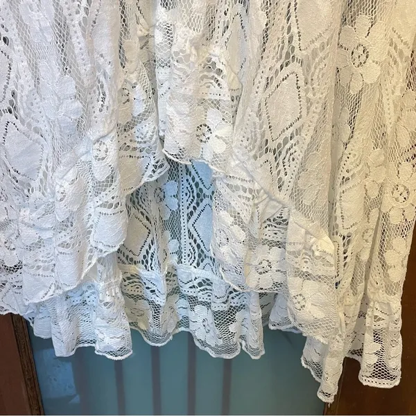 Cupshe White Lined Boho Hippie Bridal Beach Hi Low Spaghetti Strap Dress NWT XL - Image 7
