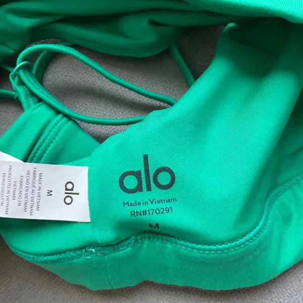 Alo Yoga Splendor Bra Spruce Green/White M - Image 3