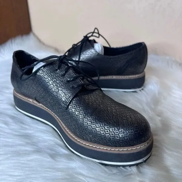Exé Platform Loafers Metallic Black Scale Print Size 41 - Image 12
