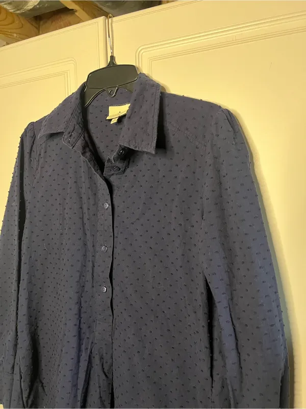 Tuckernuck Callahan Navy Swiss Dot Shirt Dress - Image 5