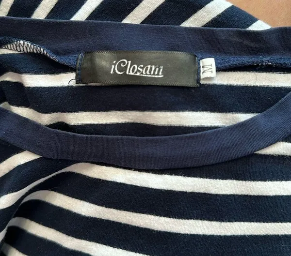 Navy Blue & White Stretch Pocket Tee - Image 2