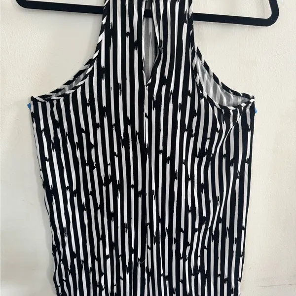 VENUS Black and White Keyhole Halter Blouse - Image 2