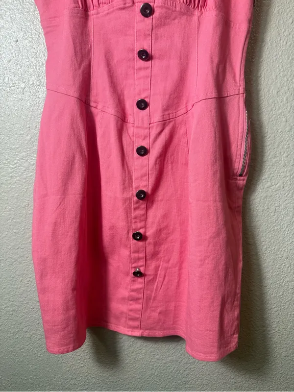 Saints & Secrets NWT Hot Pink Sleeveless Button Front Mini Dress‎ Size S AU 8 - Image 5