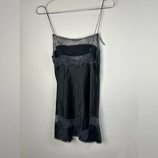 Victoria’s Secret Black Lace Trim Slip Dress Cami XS Sheer Lingerie - Image 4