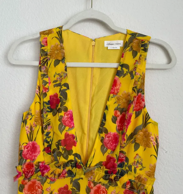 Lovers + Friends revolve Dipinto Oro Yellow Floral Ruffle Maxi Dress - Image 7