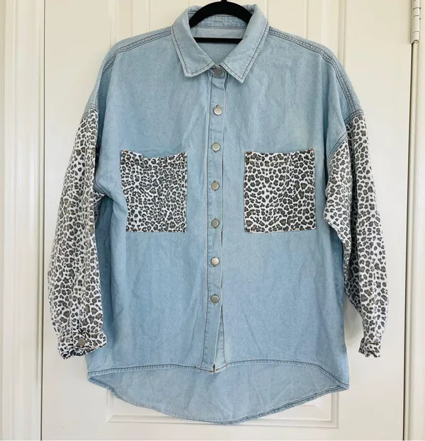 Blue Blushing Brunette Mid Wash Denim Jacket Women one size - Image 2